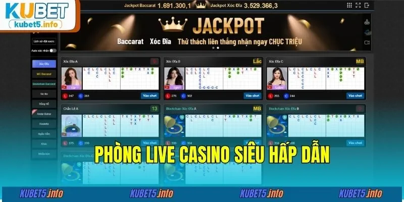 Phòng Live Casino siêu hấp dẫn